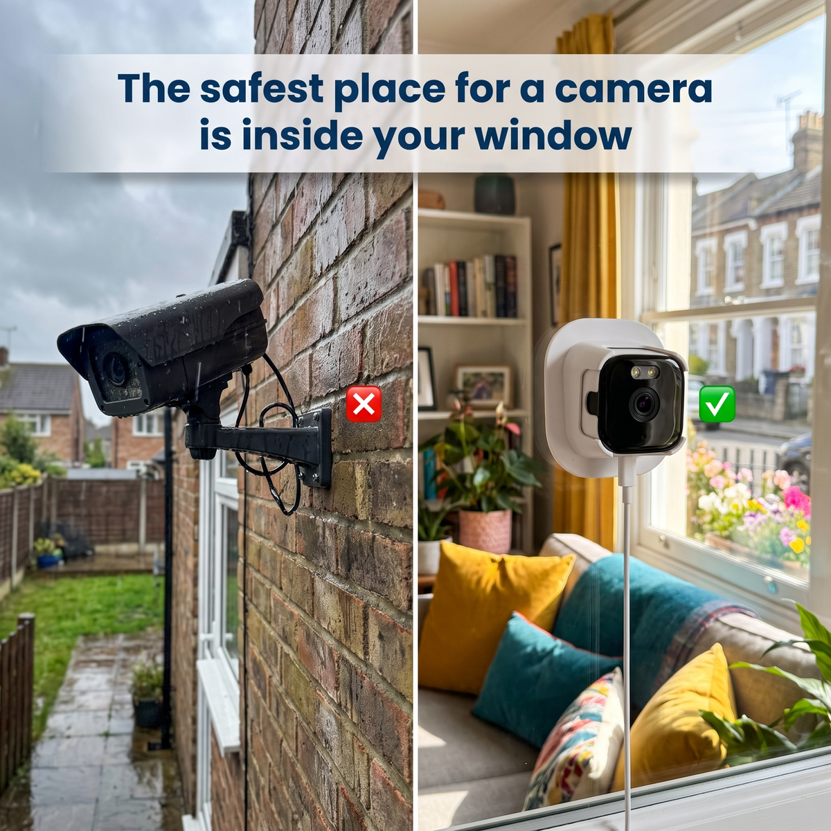Indoor Window Security Camera — See Your Doorstep, No Subscription, No Drilling