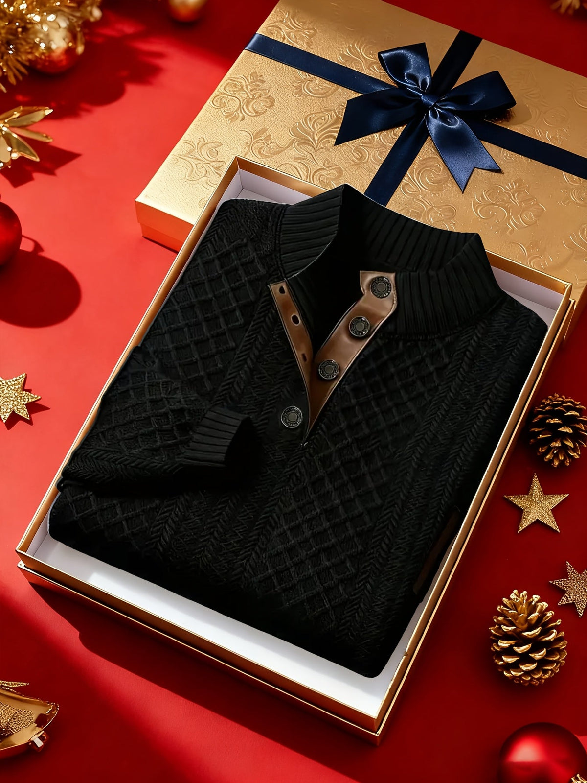 Textured Stand-Collar Pullover