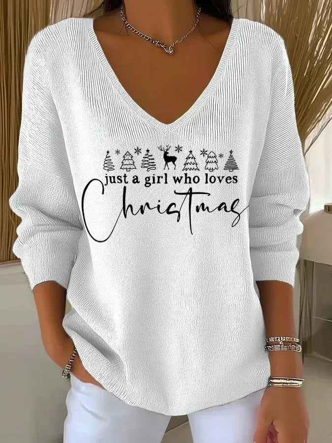 Women's Comfortable V-Neck Cozy Sweater