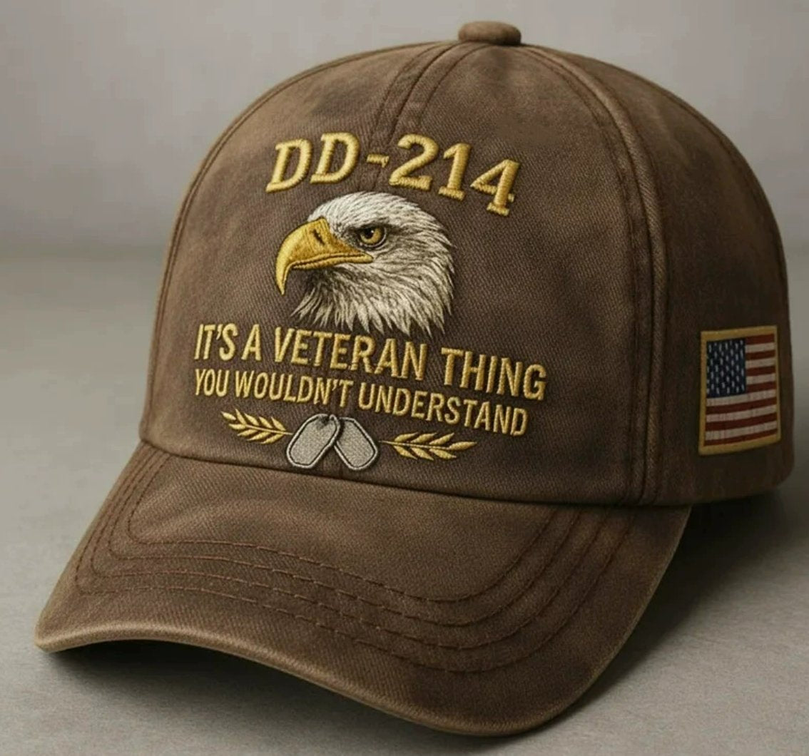 DD-214 Veteran Flat-Embroidery Cap