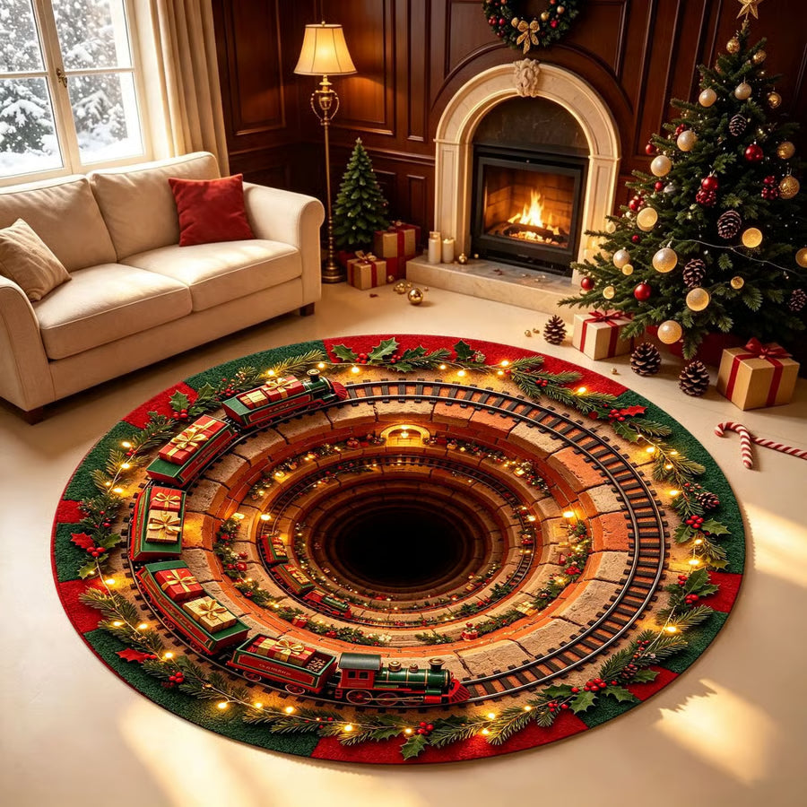 3D Swirl Quilted Christmas Rug