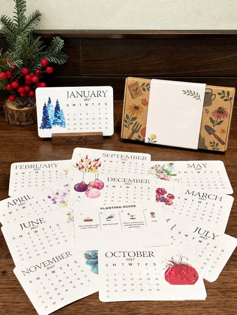 2027 Living Botanical Desk Calendar | Hand-Painted Eco Art Edition