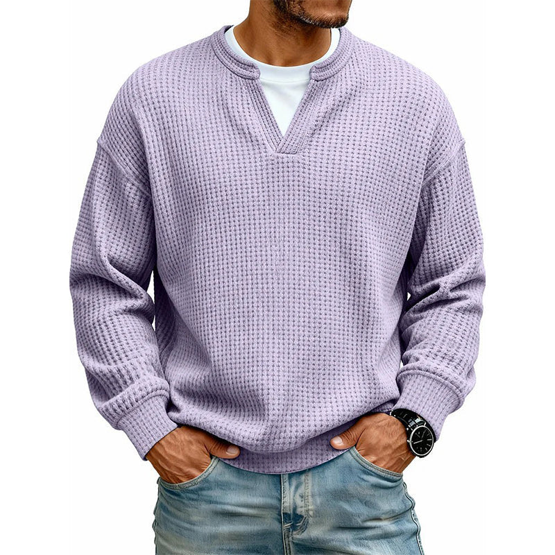 Structured Waffle Pullover for Men