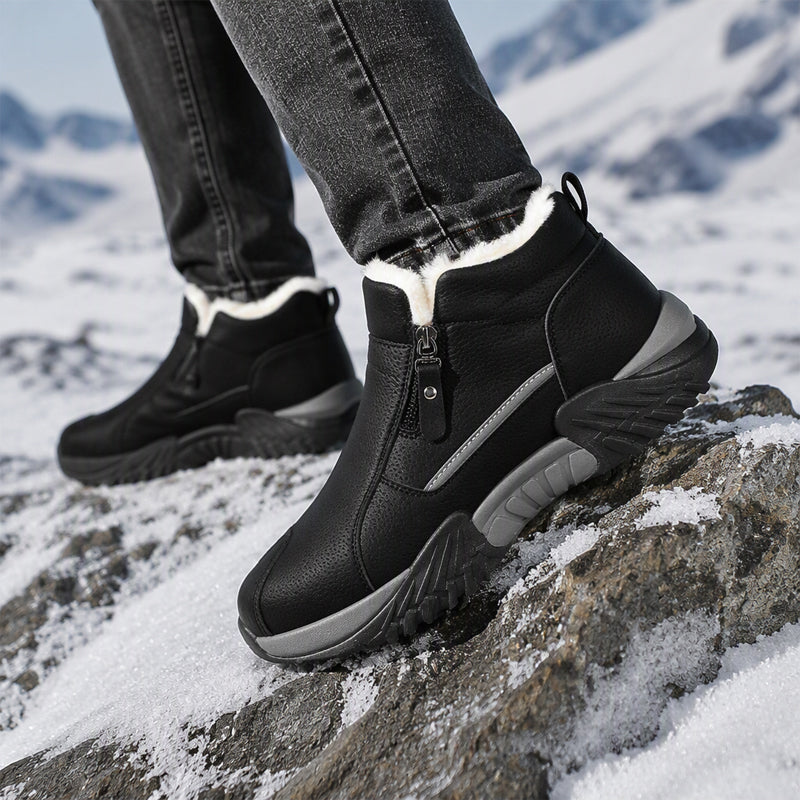 Zip On & Go Men's Warm PU Leather Casual Sneakers