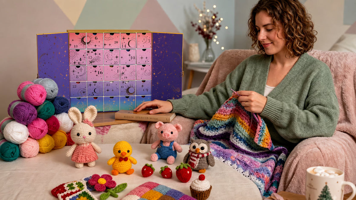 Crochet Advent Calendar 2026 (25 Days) with Yarn, Crochet Accessories, Patterns and Creative Surprises