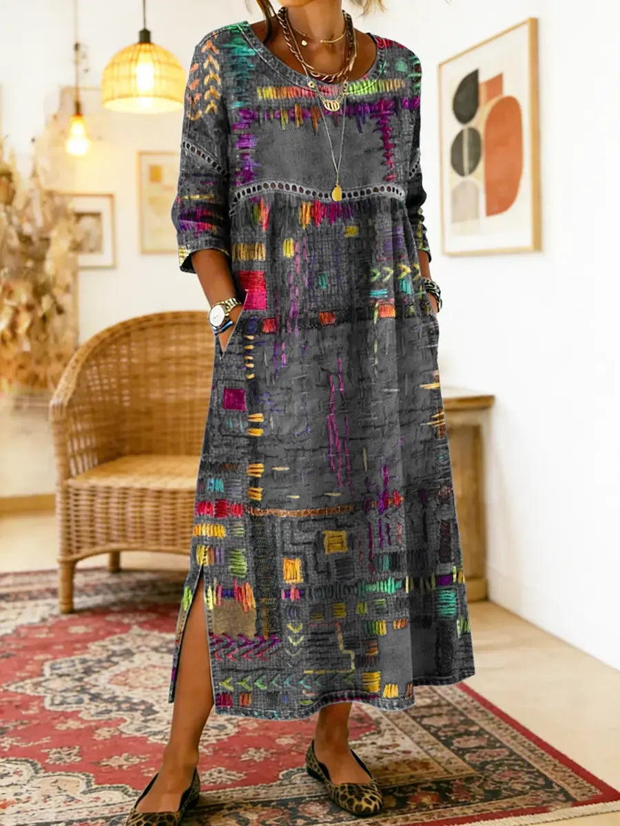 Manuela Dress with Ethnic Patchwork