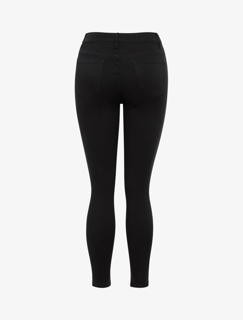 High-Waisted Slim Jeans 5 Pockets - Black