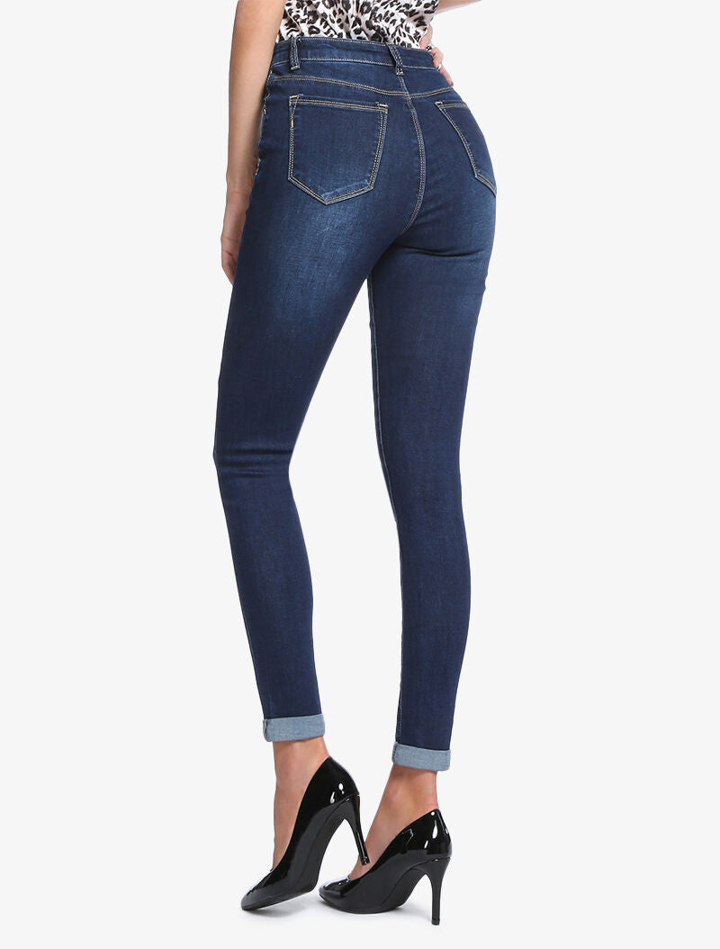 High-Waisted Slim Fit 5-Pocket Jeans