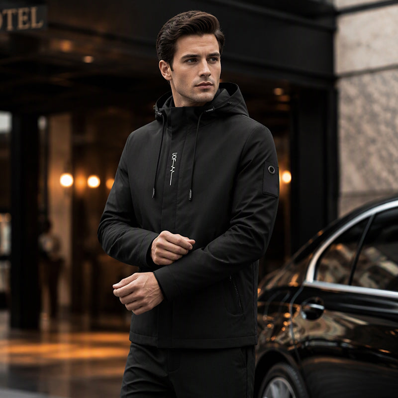 Men's Hooded Jacket – Waterproof & Windproof with a Drawstring