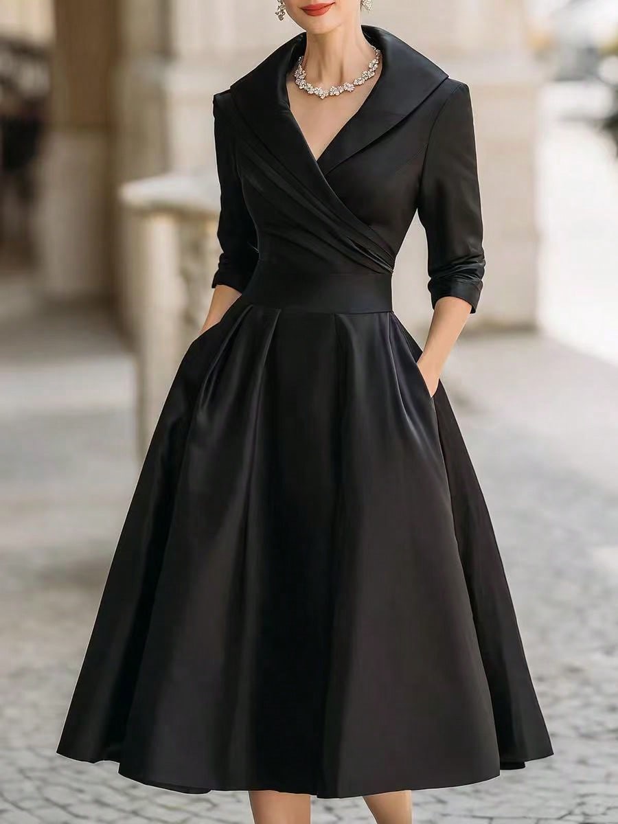 Vivienne Wrap Shawl Collar Midi Dress