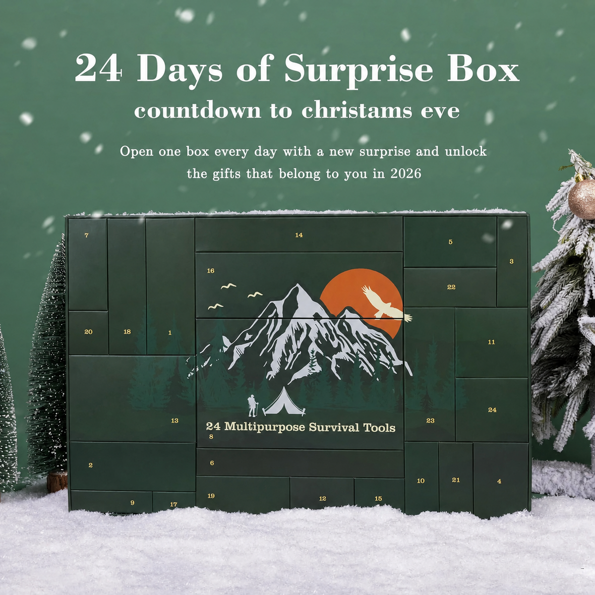 Survival Advent Calendar 2026 with 24 Outdoor Equipment Pieces