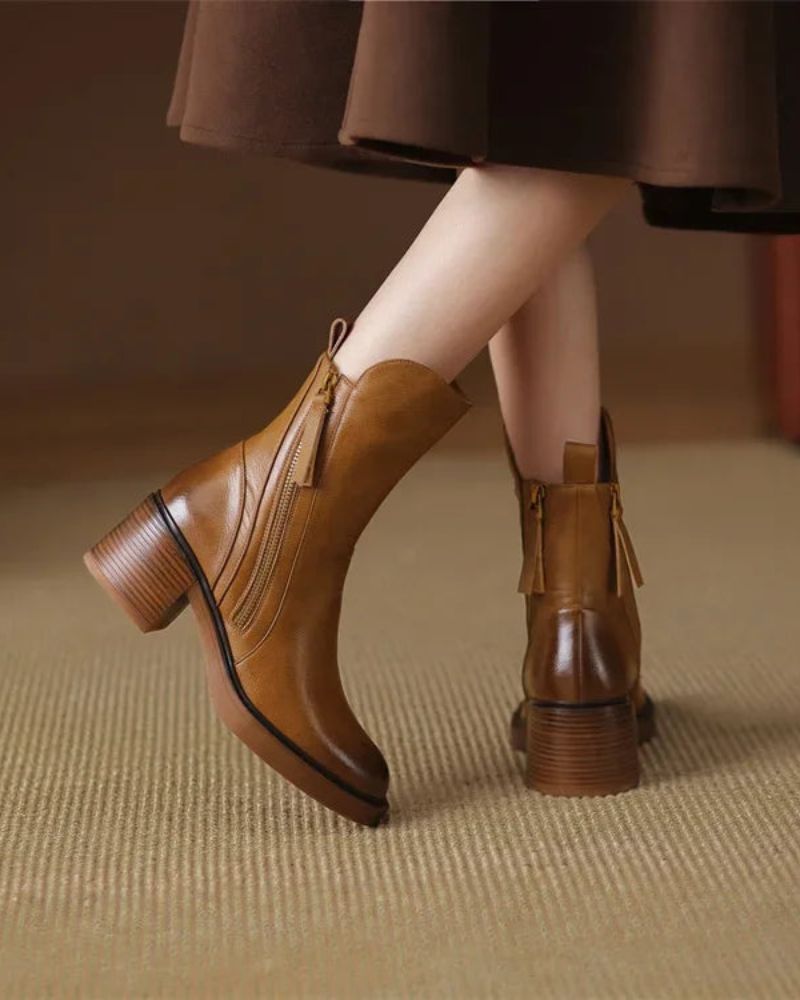 Pernelle | Leather Boots with Block Heel