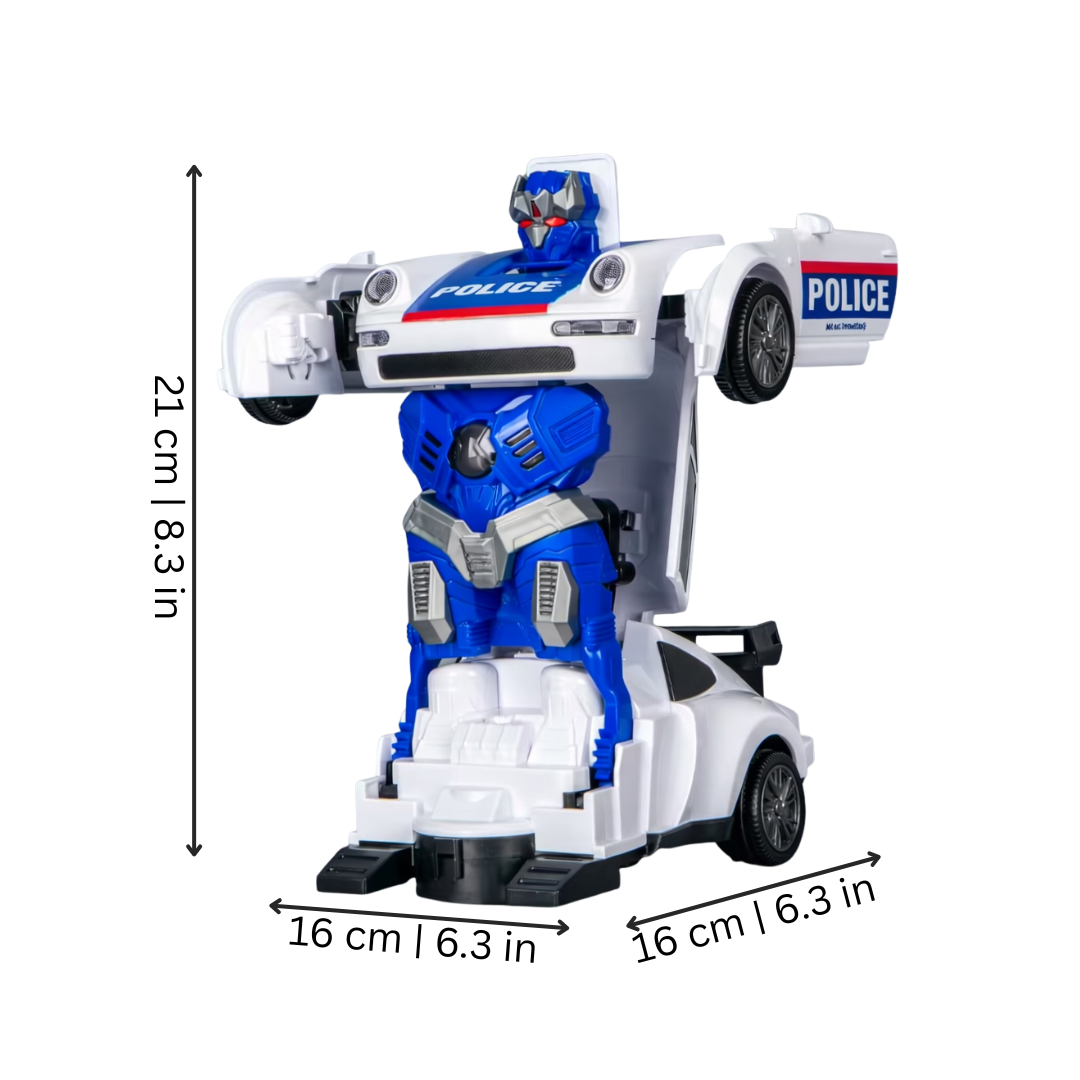 Transforming Police Car Robot with Lights