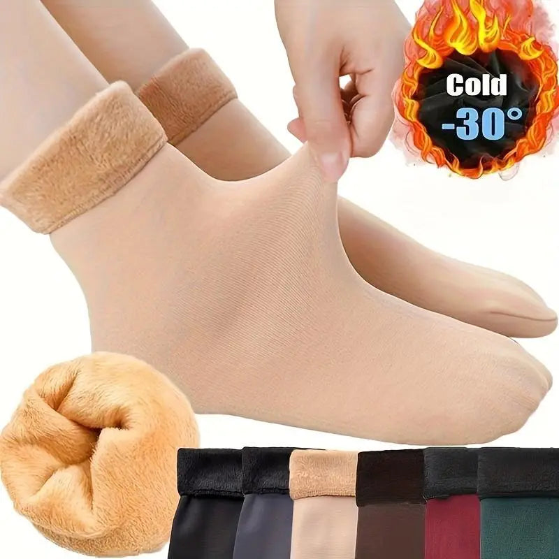 Women's Heavyweight Fuzzy Closed Fast-Heating Underwear Socks