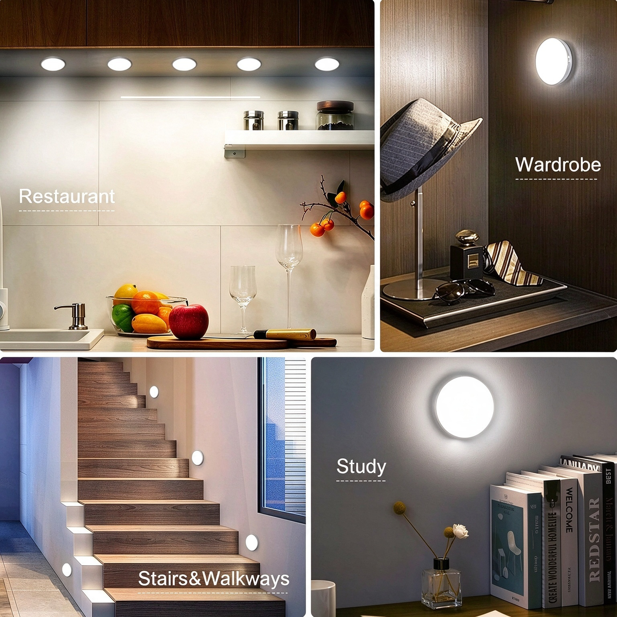 6 Pcs Motion Sensor Light, Rechargeable Night Light