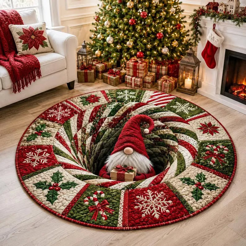 3D Swirl Quilted Christmas Rug