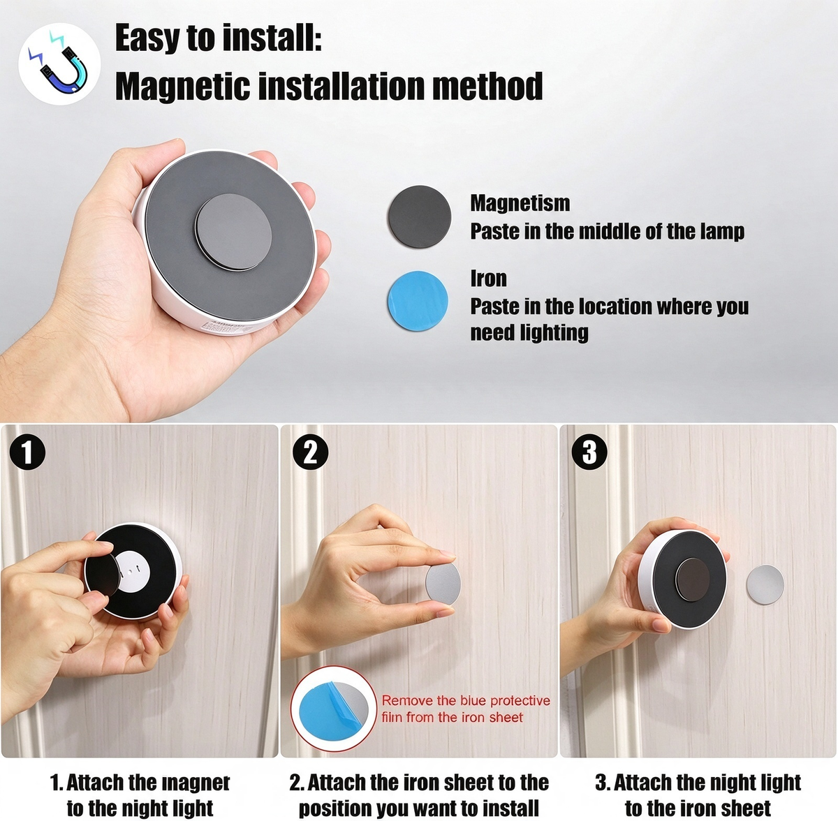 6 Pcs Motion Sensor Light, Rechargeable Night Light