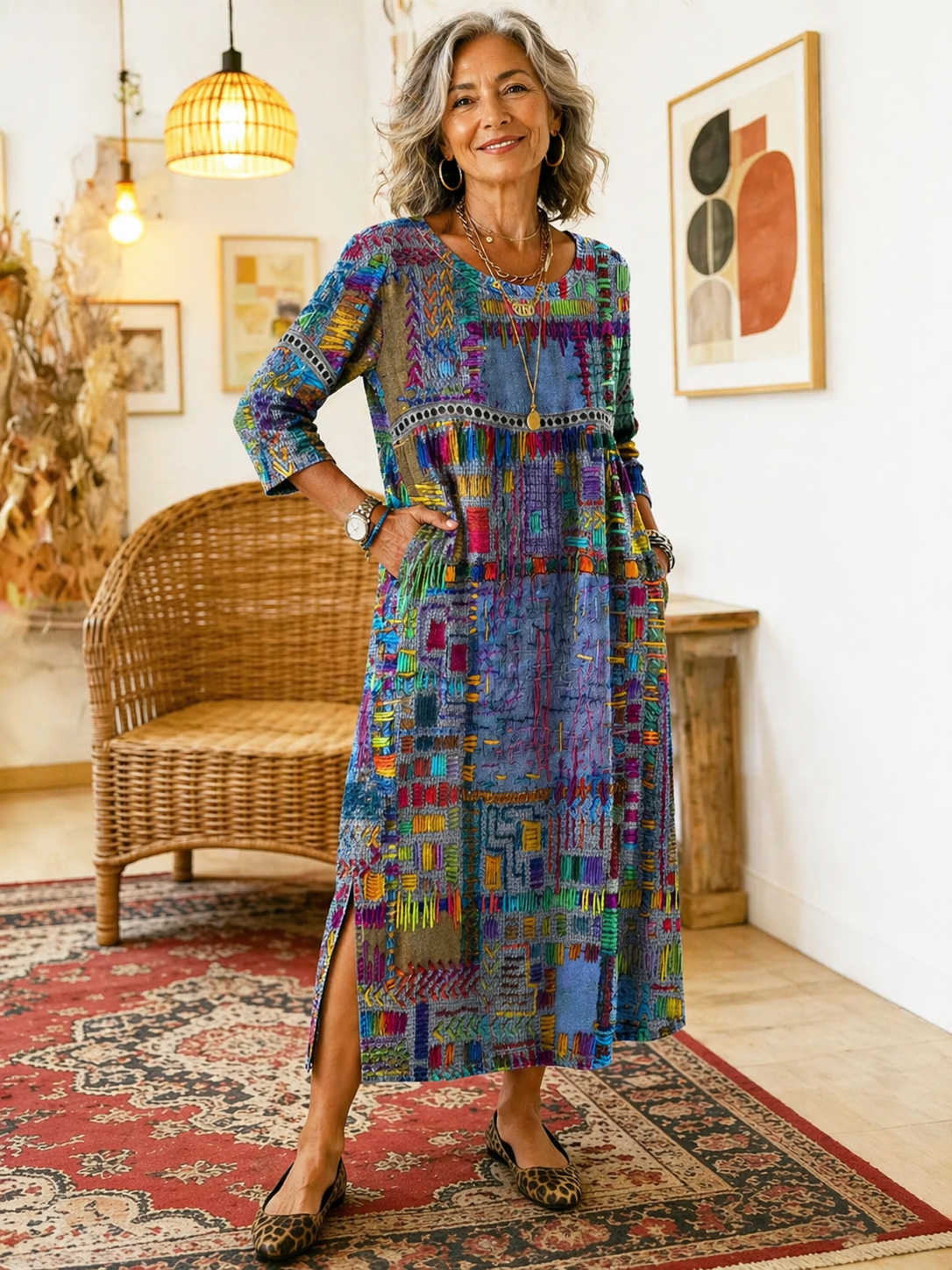 Manuela Dress with Ethnic Patchwork