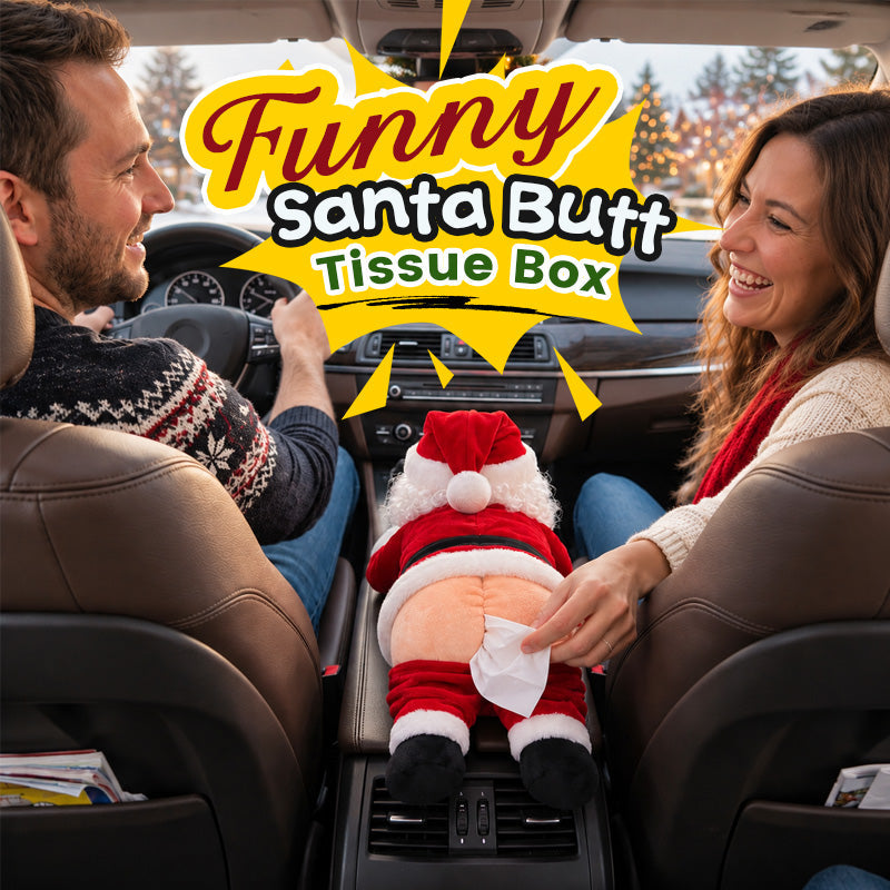 Funny Santa Butt Tissue Box Holder โ Hilarious Christmas Decor & White Elephant Gag Gift