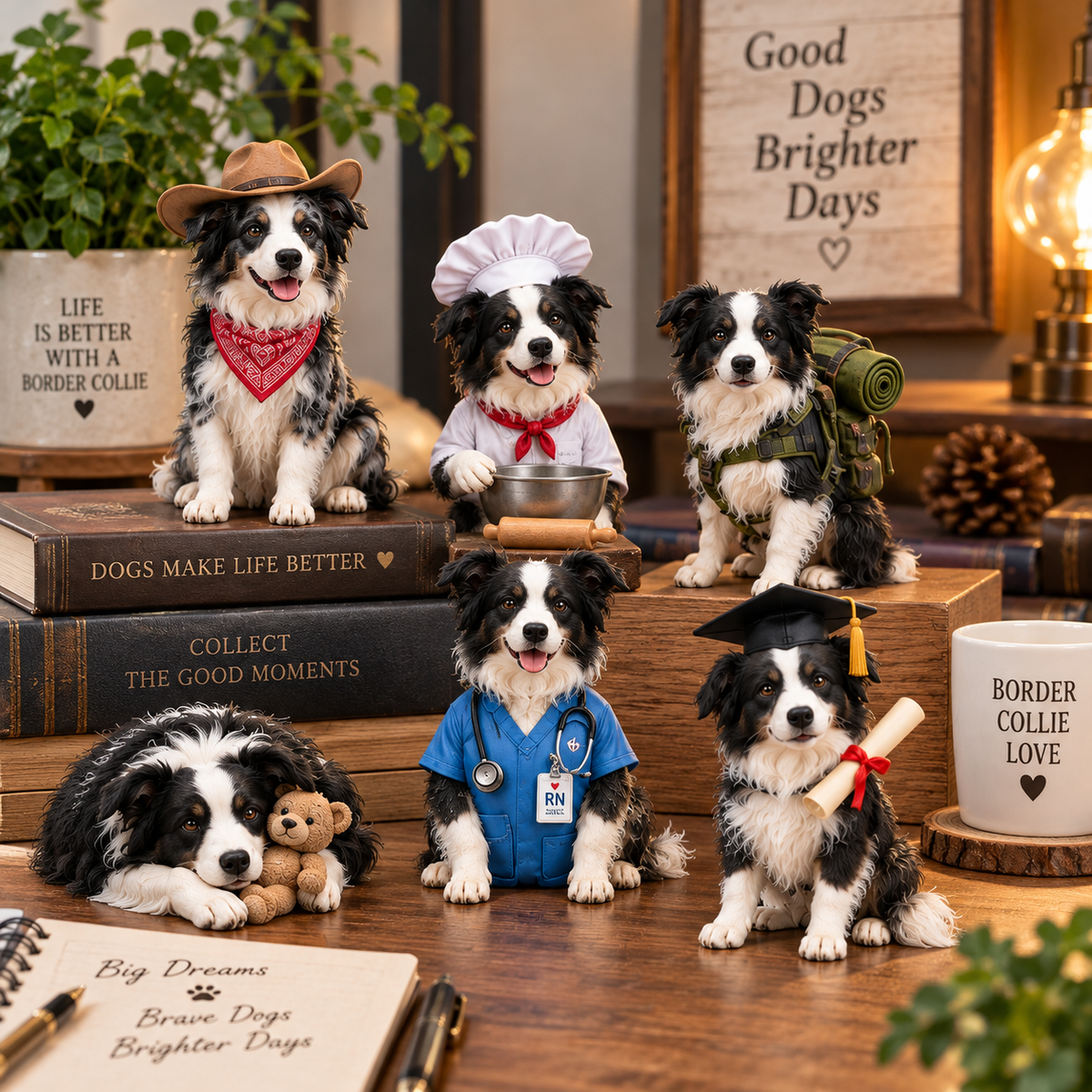 24 Days of Border Collie β 24 Unique Dog Figurines | Christmas Collectible Gift Set