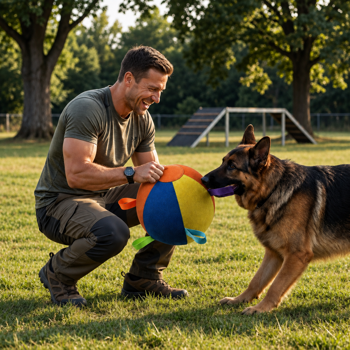 Interactive Colourful Herding Ball with Handles for Dogs – Robust Outdoor Training Toy