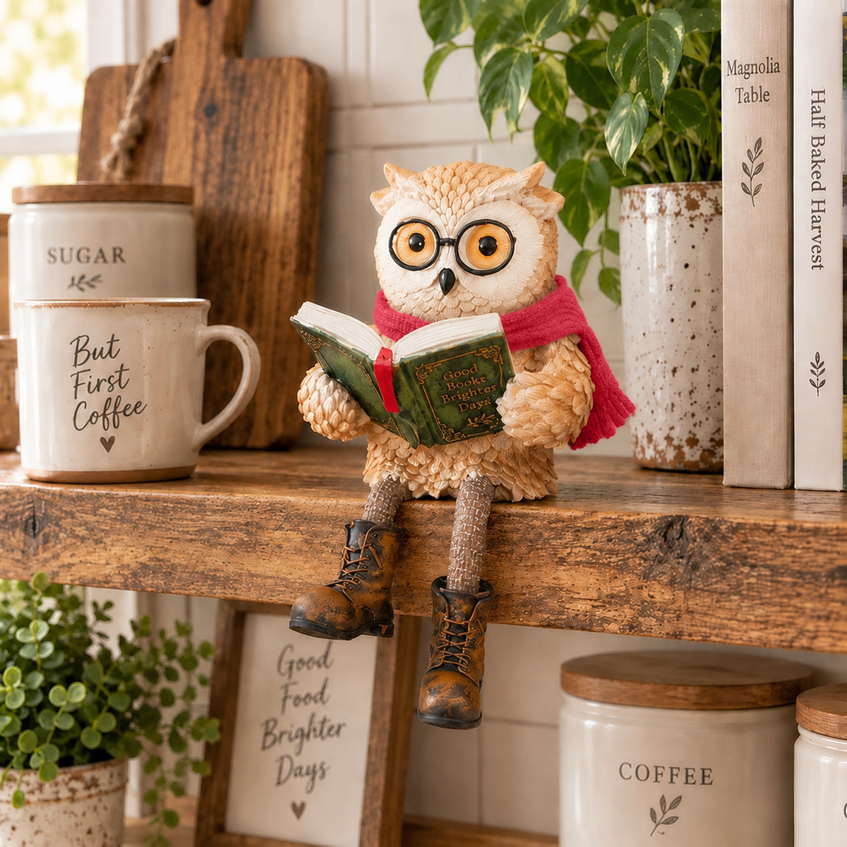 Cute Ornamental Figure of a Reading Owl