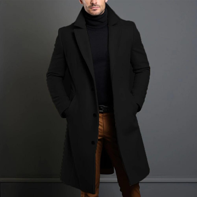 Men's Wool Overcoat – Tailored Longline Layer for Business and Winter Wear