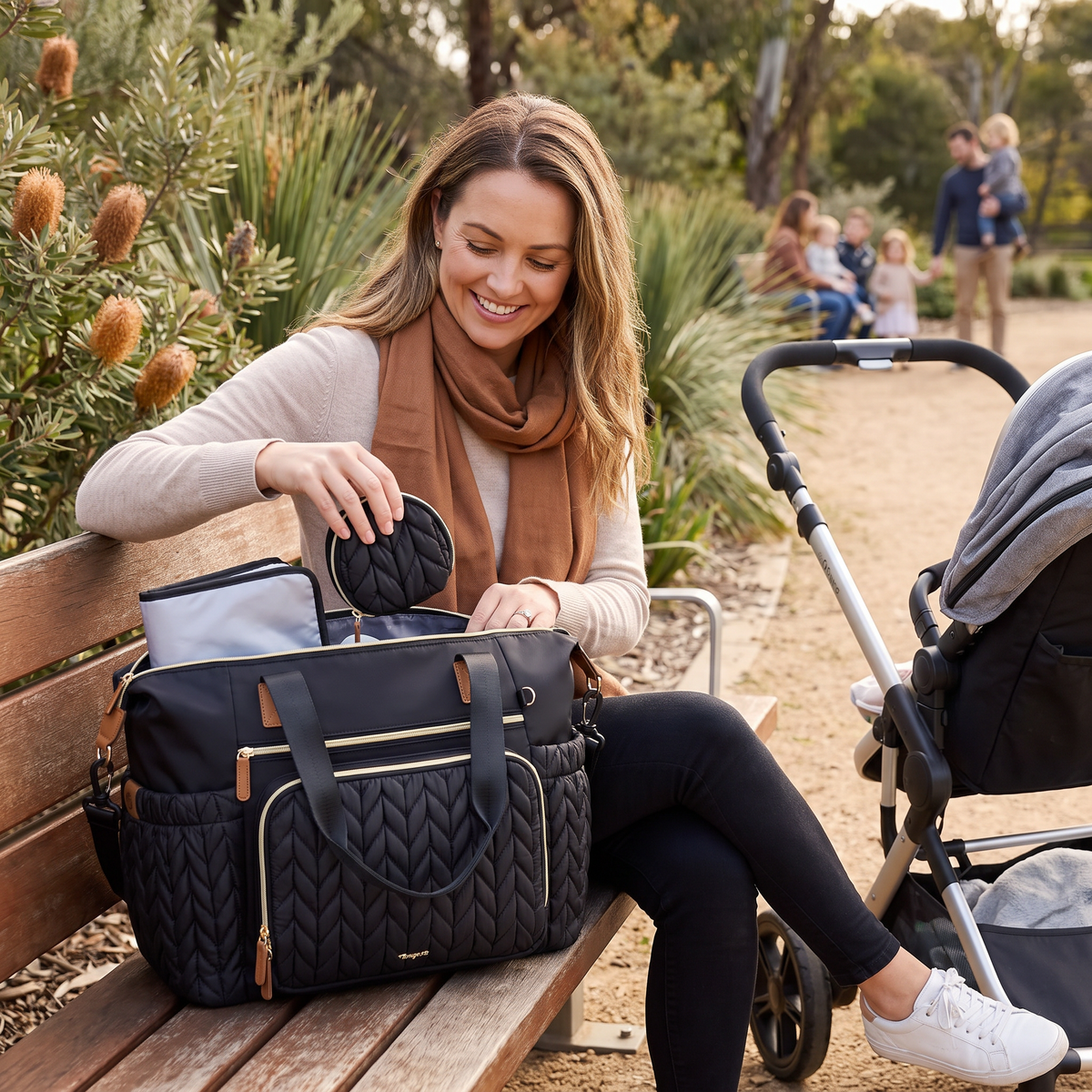 Lightweight Waterproof Diaper Tote Bag β Large Capacity with Changing Pad & Pacifier Case