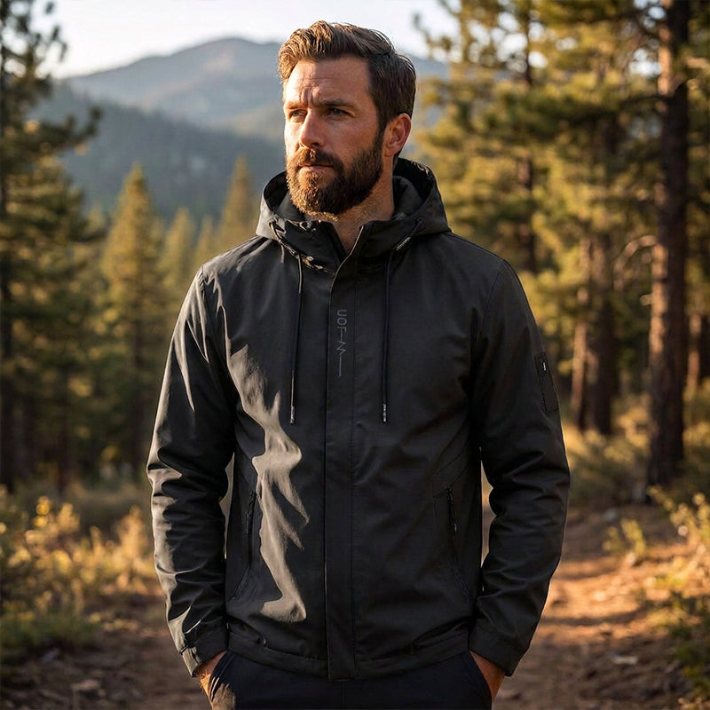 Men's Hooded Jacket – Waterproof & Windproof with a Drawstring