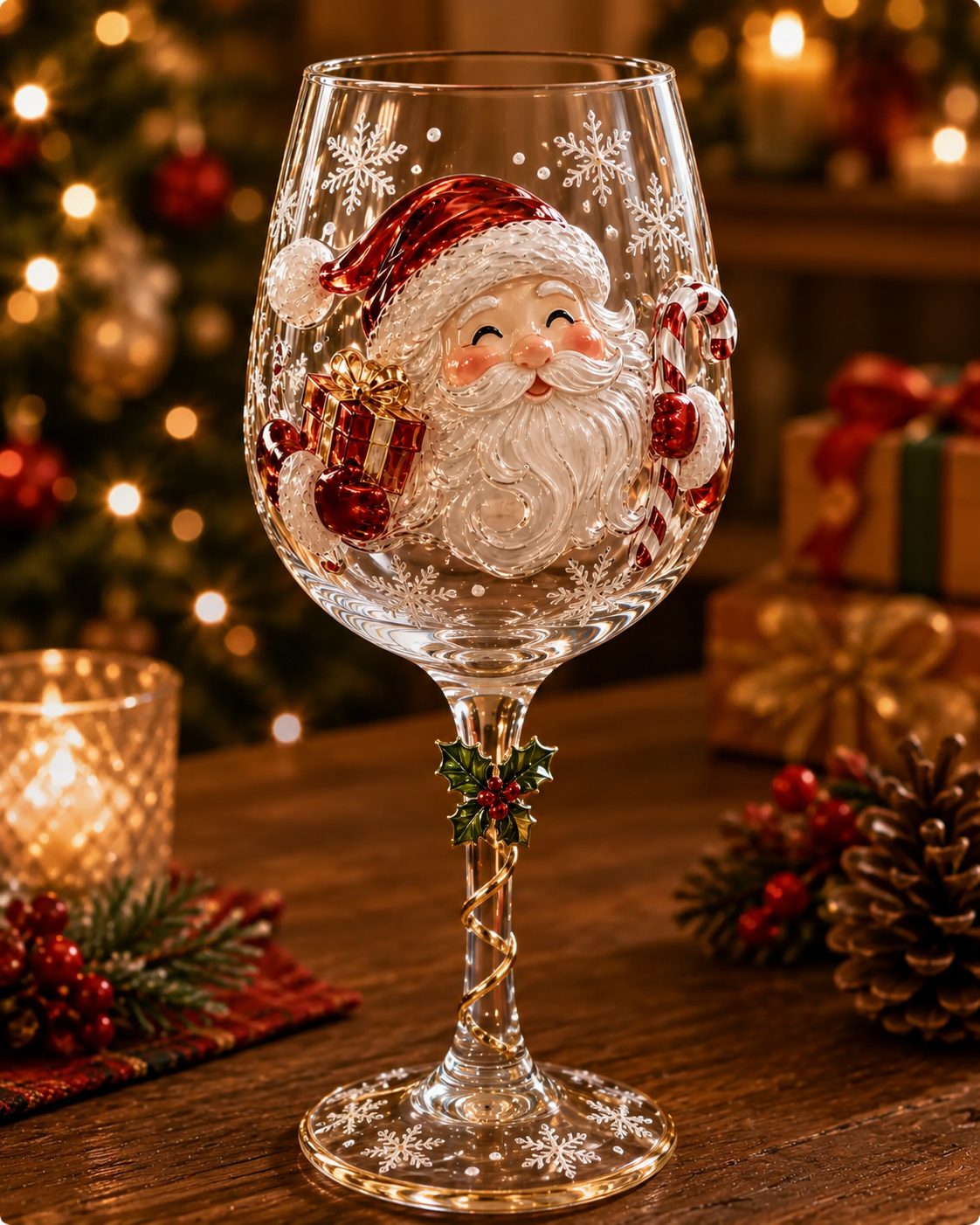 3D Christmas Wine Glasses β Festive Sipping with Yuletide Charm