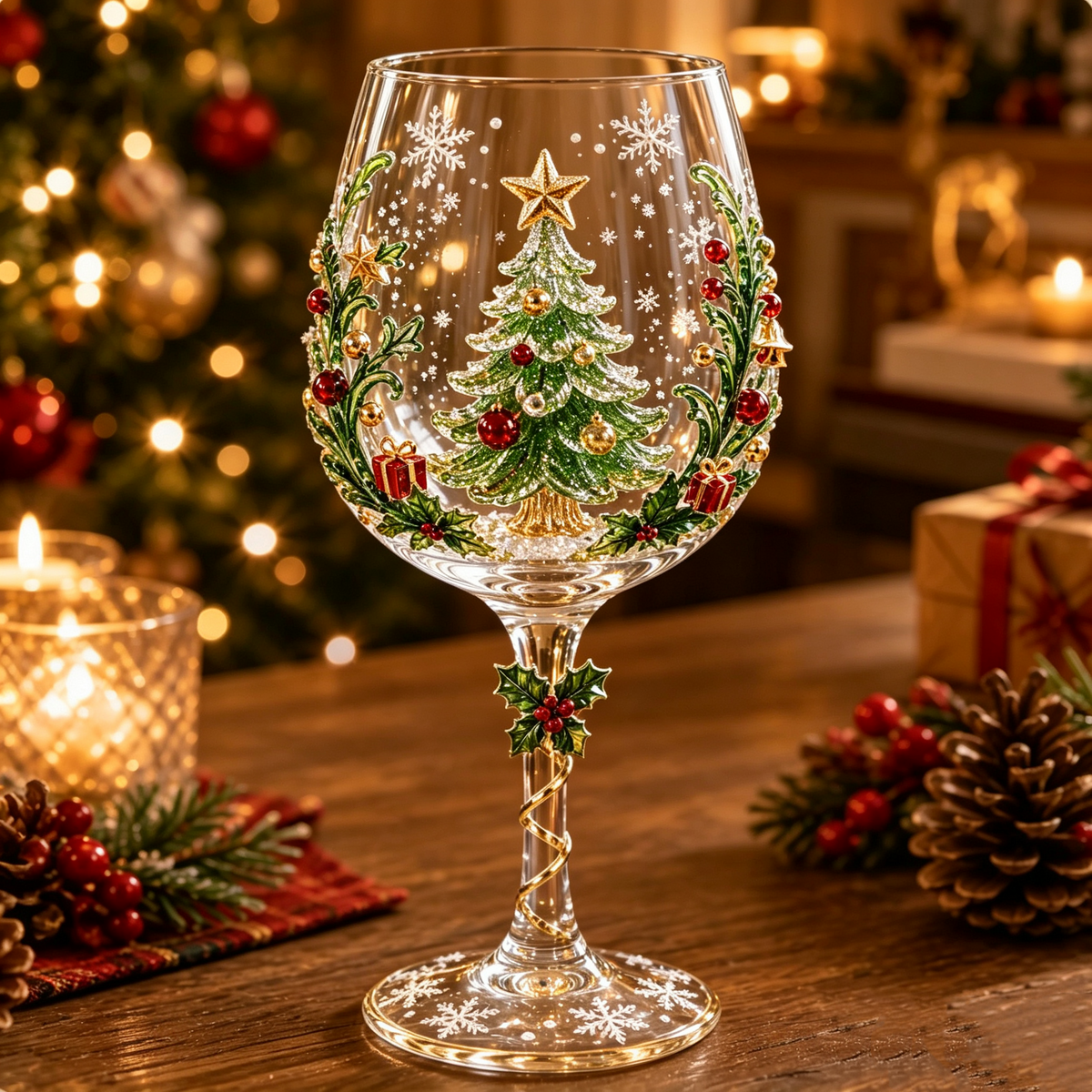 3D Christmas Wine Glasses β Festive Sipping with Yuletide Charm