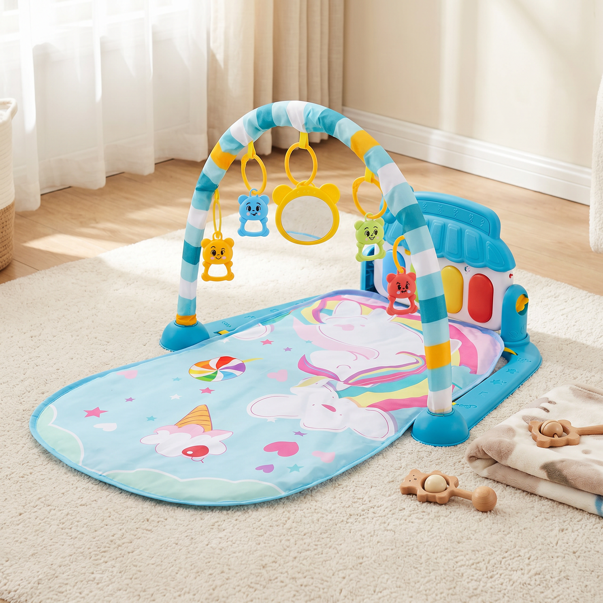 Baby Music Play Gym with Piano - Interactive Sensory Activity Mat (0-24 Months)
