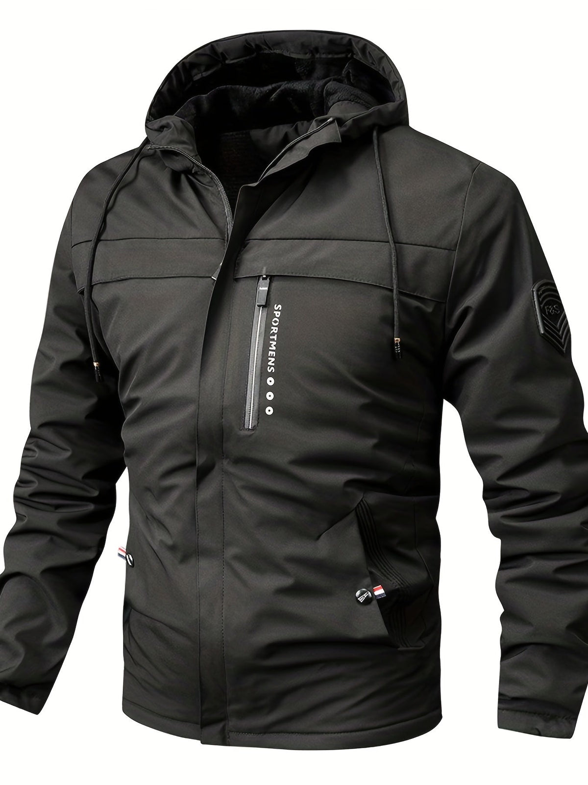 Men's Hooded Warm Wool Jacket Winter Outdoor Waterproof Jacket