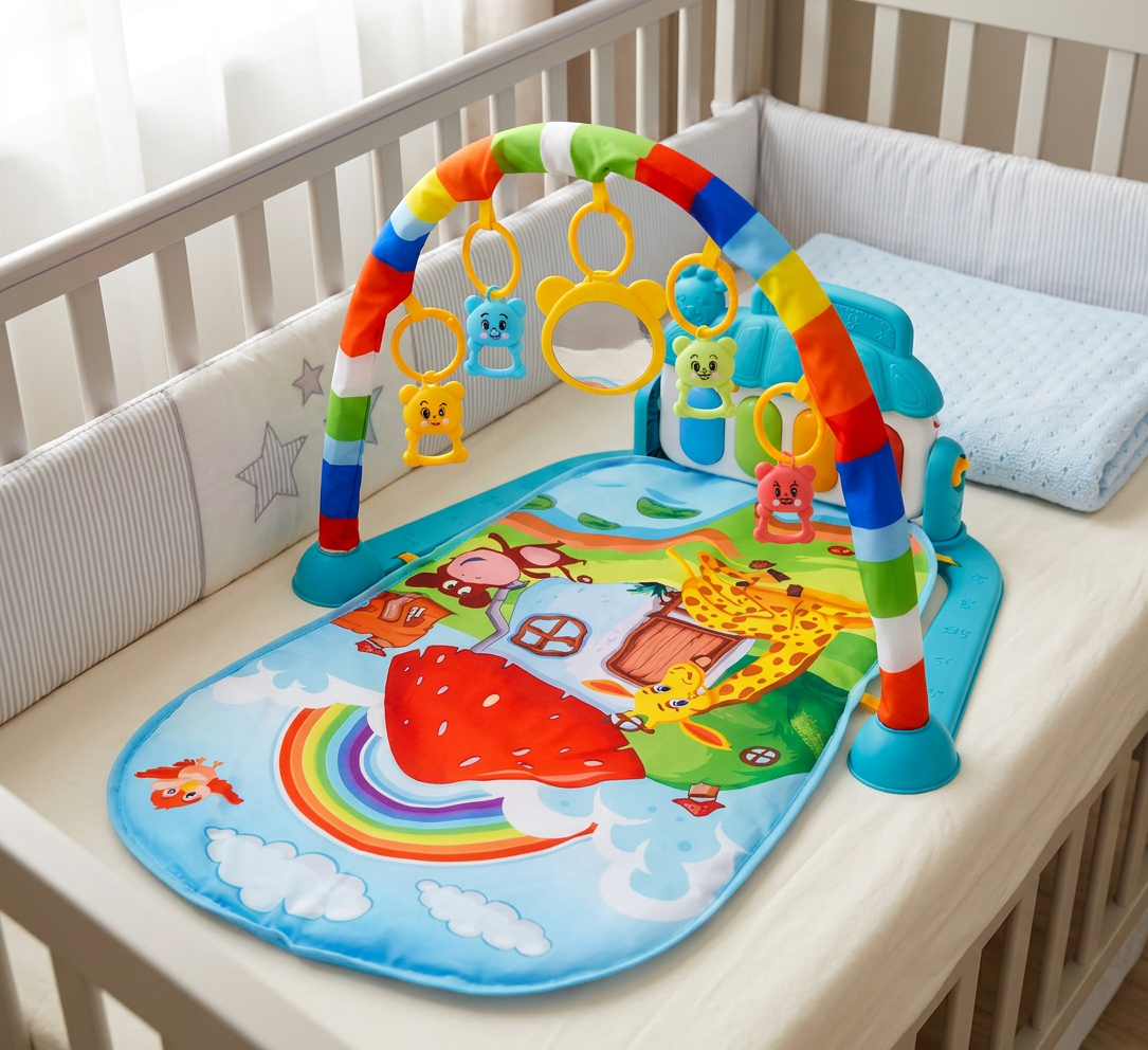 Baby Music Play Gym with Piano - Interactive Sensory Activity Mat (0-24 Months)