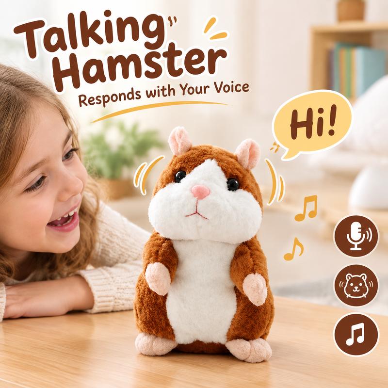Talking Hamster Plush, Repeats Voices and Shakes Head
