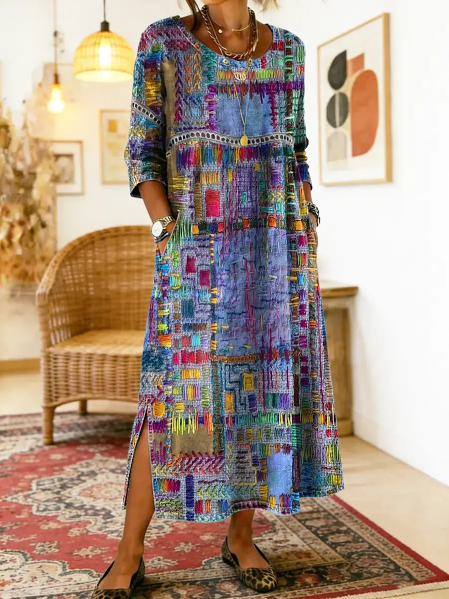 Manuela Dress with Ethnic Patchwork
