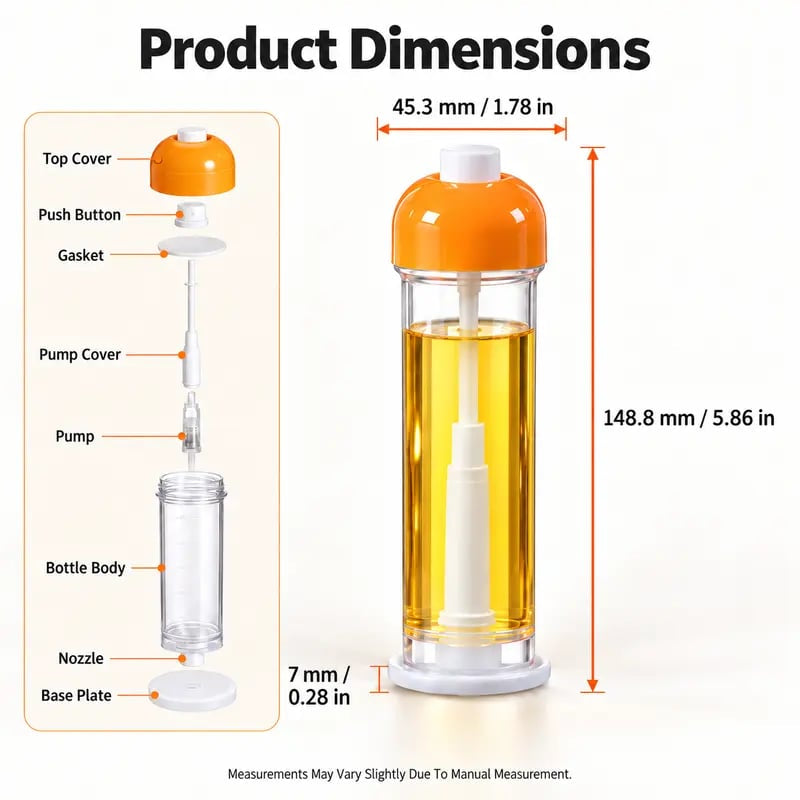 Refillable Oil Spray Bottle for Cooking, Olive Oil Sprayer with Nozzle at the Bottom
