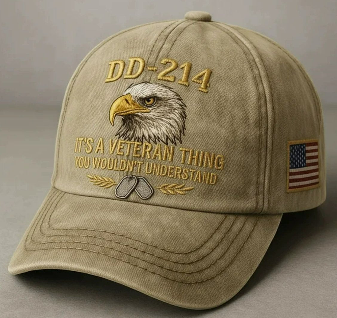 DD-214 Veteran Flat-Embroidery Cap
