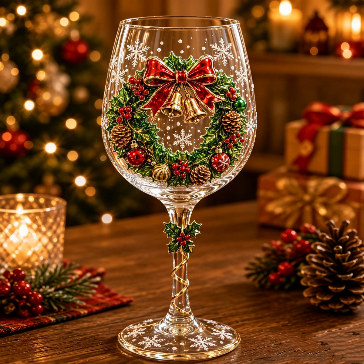 3D Christmas Wine Glasses β Festive Sipping with Yuletide Charm