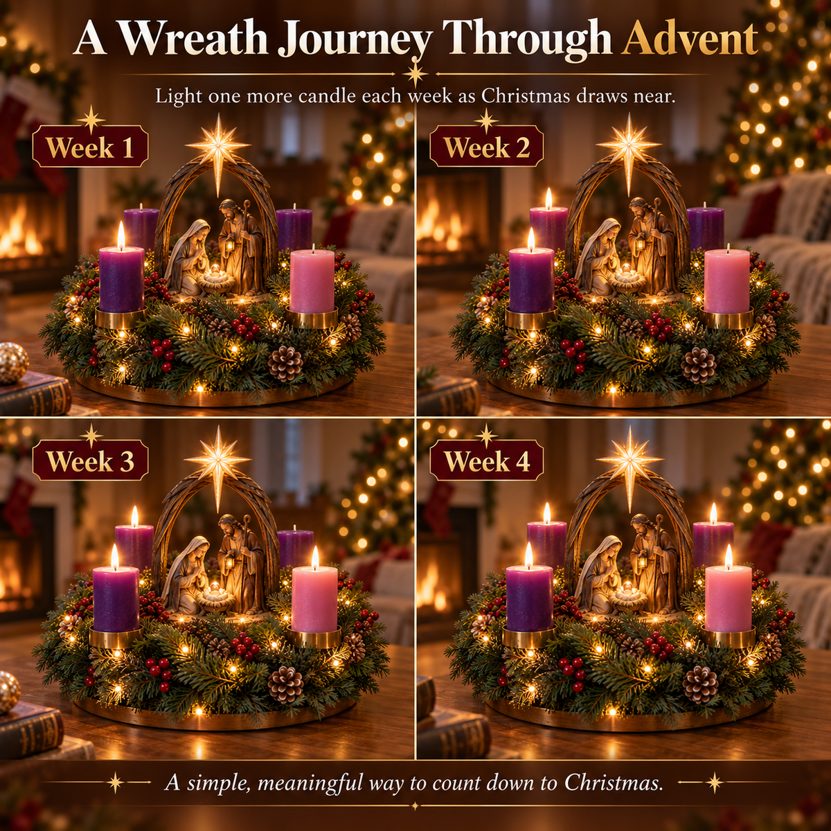 Lighted Nativity Advent Wreath – A Sacred 4-Week Christmas Tradition