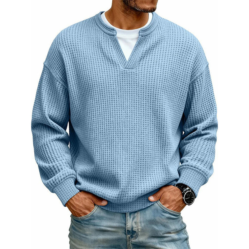 Structured Waffle Pullover for Men
