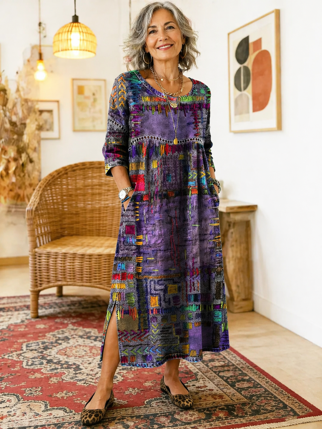 Manuela Dress with Ethnic Patchwork