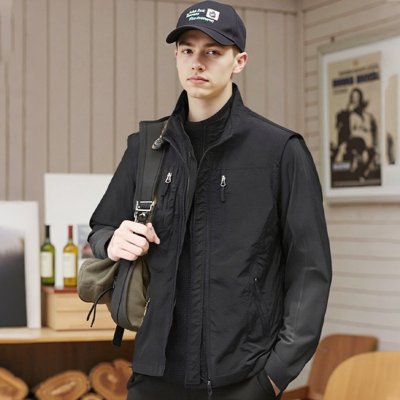 Oversized Sleeveless Men's Vest with Pockets