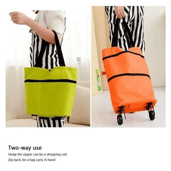 2-in-1 Shopping Bag Foldable Trolley Bag