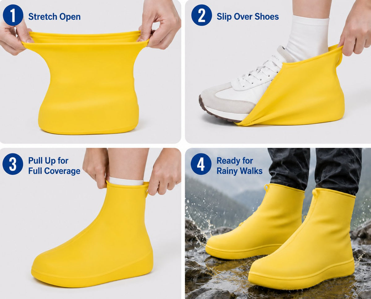 Heavy-Duty Non-Slip Reusable Waterproof Shoe Covers