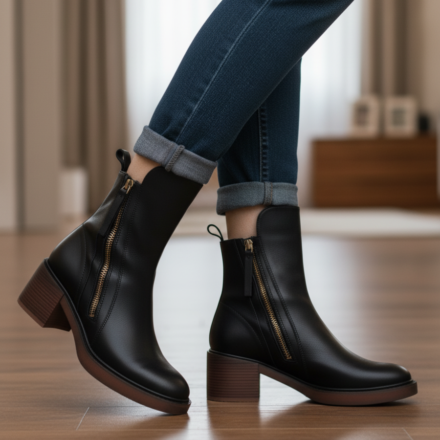 Pernelle | Leather Boots with Block Heel