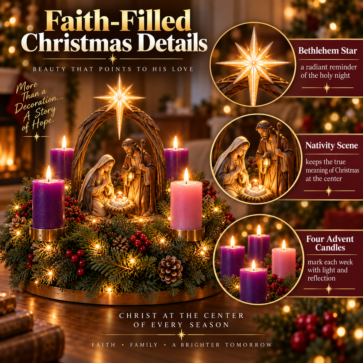 Lighted Nativity Advent Wreath – A Sacred 4-Week Christmas Tradition