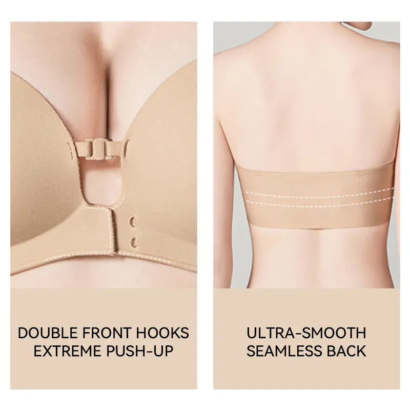 Seamless Front Closure Bra With Adjustable Straps