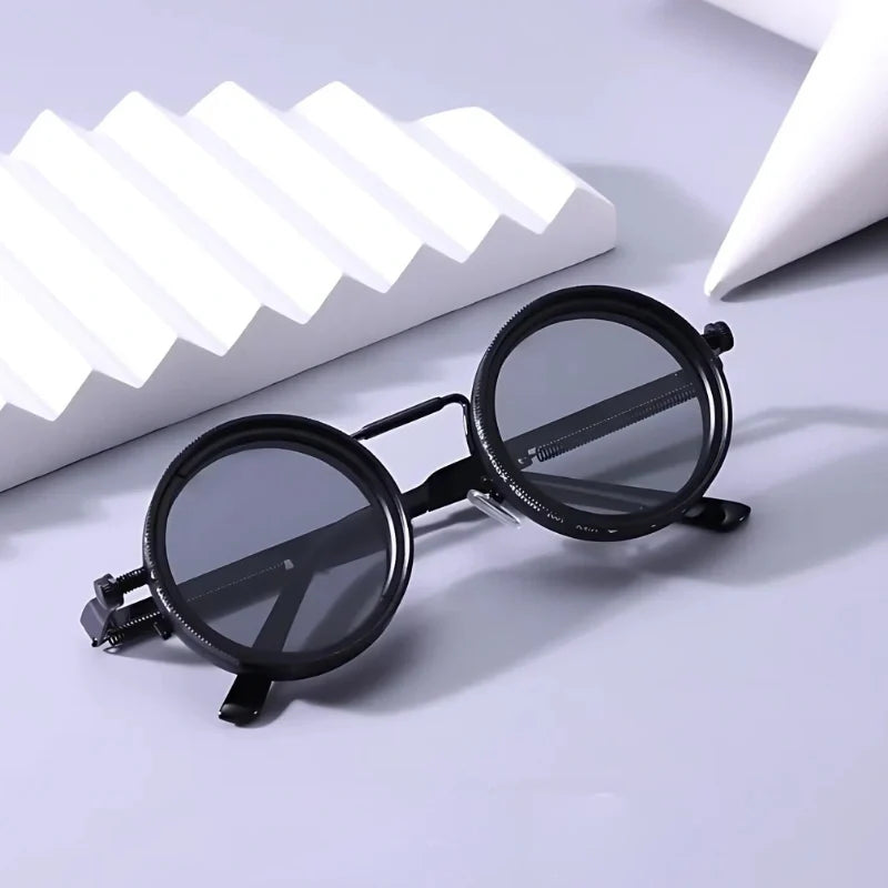 Sunglasses with Adjustable ND Filter Lenses and Round Frame