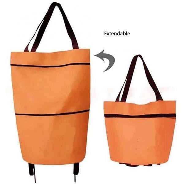 2-in-1 Shopping Bag Foldable Trolley Bag